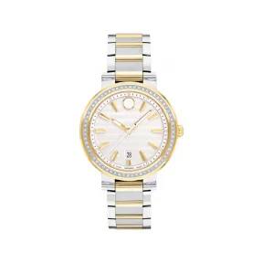 摩凡陀/Movado Vizio系列 32MM 精钢和浅黄色 PVD ​​涂层，镶嵌钻石 石英机芯 女表 0607638