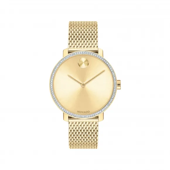 摩凡陀/Movado BOLD系列 34MM 淡金色离子镀不锈钢 石英机芯 女表 3600656