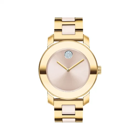 摩凡陀/Movado BOLD系列 36.3MM 淡金色离子镀不锈钢 石英机芯 女表 3600800