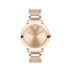 摩凡陀/Movado BOLD系列 34MM 淡玫瑰金离子镀不锈钢 石英机芯 女表 3600824