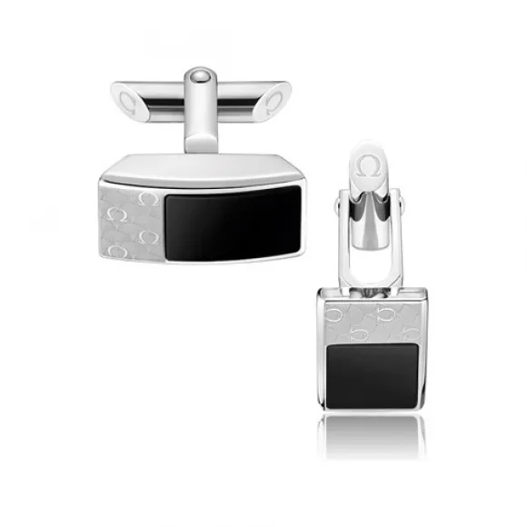 欧米茄/Omega 不锈钢和黑色玛瑙袖扣 - CA02ST0700105