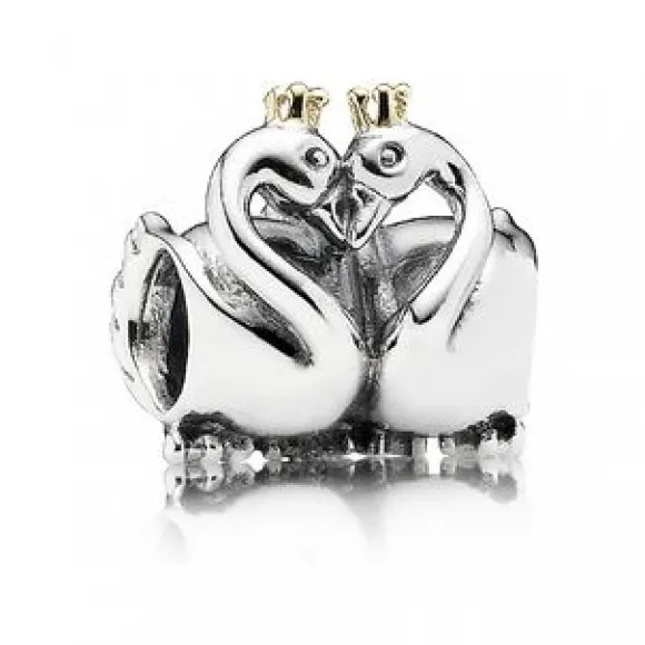 潘多拉/Pandora 可爱动物-天鹅拥抱14K金镶嵌925银串791189