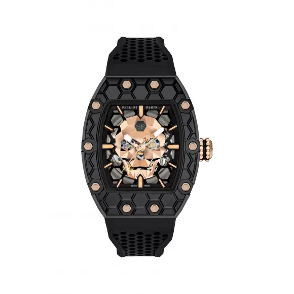 菲利普·普莱因/Philipp Plein 鳄鱼皮和金质 CRYPTO KING BLACK BEA$T 手表 122617-02RG-4-0