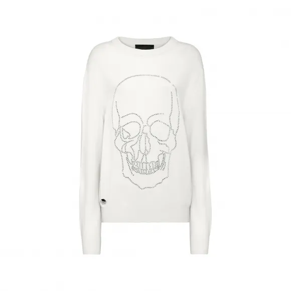菲利普·普莱因/Philipp Plein 羊绒套衫圆领 LS 与水晶 AABC-WKO0513-PKN002N-01