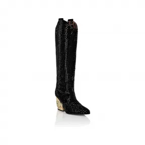 菲利普·普莱因/Philipp Plein 牛仔中跟靴哥特式 Plein 与水晶 AABS-WSE0625-PLE010N-02