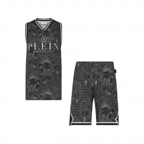 菲利普·普莱因/Philipp Plein 篮球慢跑运动服：上衣/短裤佩斯利骷髅头 FACC-MJJ0602-PTE003N-02