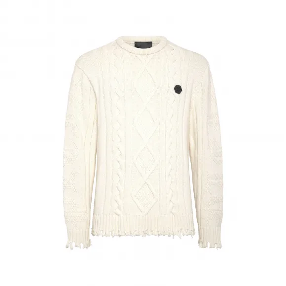 菲利普·普莱因/Philipp Plein 羊羔绒套头衫圆领长袖骷髅头 FACC-MKO1273-PKN002N-01