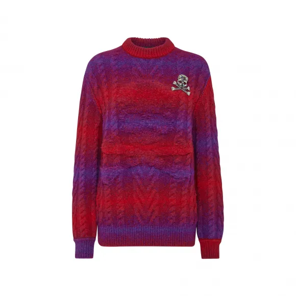 菲利普·普莱因/Philipp Plein 羊毛针织套衫圆领长袖 Skull&Bones FACC-WKO0562-PKN002N-1373