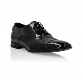 菲利普·普莱因/Philipp Plein 漆皮 & 鳄鱼纹德比鞋 FACS-MSB0700-PLE010N-02
