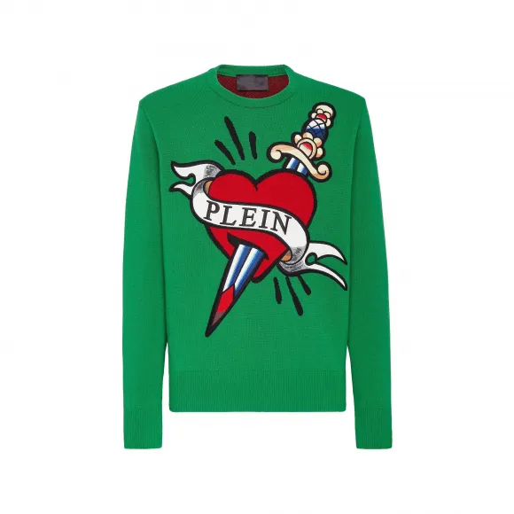 菲利普·普莱因/Philipp Plein 100% 羊毛套衫圆领 LS Love PACC-MKO1246-PKN002N-05