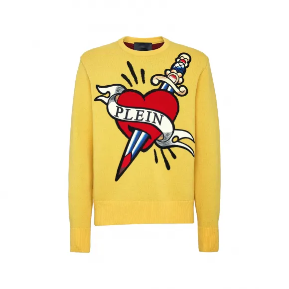 菲利普·普莱因/Philipp Plein 100% 羊毛套衫圆领 LS Love PACC-MKO1246-PKN002N-09
