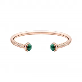 伯爵/Piaget 孔雀石玫瑰金钻石开放式手镯-珠宝 G36PD400