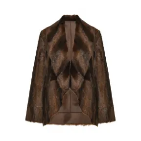 品高/Pinko 水貂皮效果人造皮草正反两穿卡班大衣 1G155C-Y6C4L30