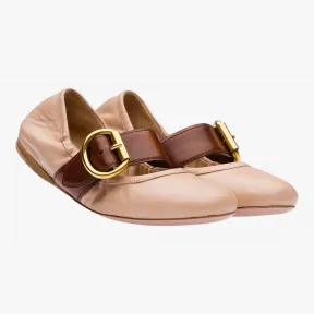 普拉达/Prada 裸色+铁锈色  芭蕾舞鞋 1F054H 3I41 F0SN1