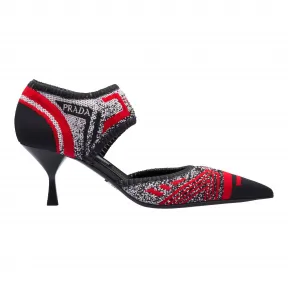 普拉达/Prada 黑色/猩红色 女士 高跟鞋 1I193L 3KK5 F022C