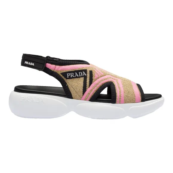 普拉达/Prada 海棠粉/黑色 女士 凉鞋 1X361L 3KXK F014F