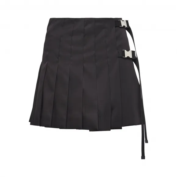 普拉达/Prada 黑色 轻质Re-Nylon再生尼龙裹身半身裙 21H868-1WQ8-F0002