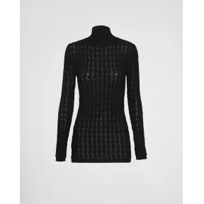 普拉达/Prada 蕾丝针织棉质高领衫 P26444-1083-F0002