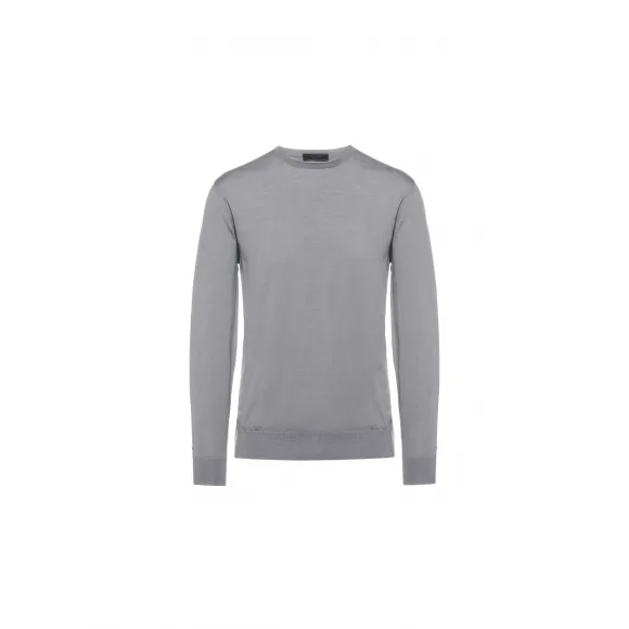 普拉达/Prada 铝银色 羊毛圆领毛衫 UMM984-C5W-F0024