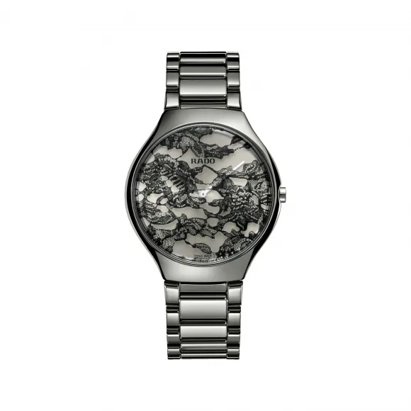 雷达/Rado True Thinline x Raquel Orozco 系列 39.0MM 高科技陶瓷等离子体 钛 石英 女表 R27010112