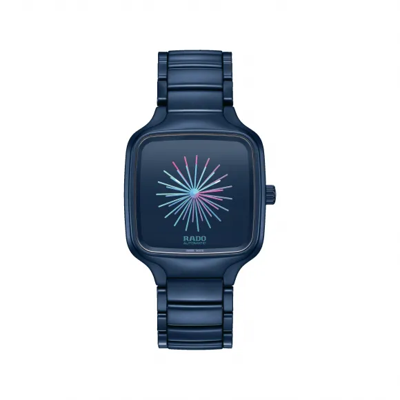 雷达/Rado True Square Automatic Open Heart 系列 38.0mm 高科技陶瓷 自动机械腕表 男表 R27070202