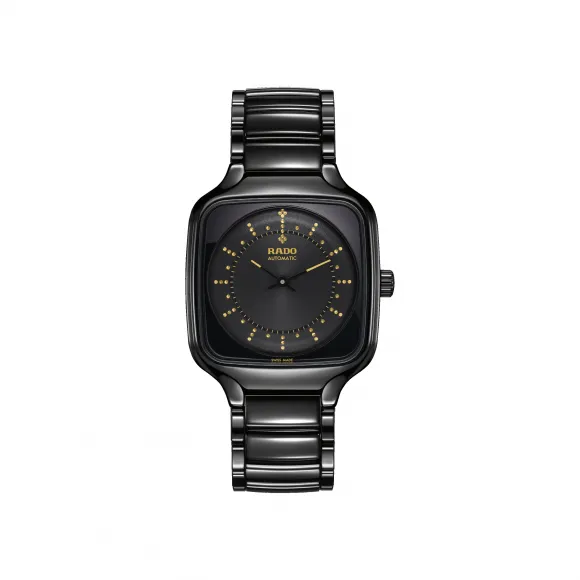 雷达/Rado True Square Automatic Open Heart 系列 38.0mm 高科技陶瓷 自动机械腕表 男表 R27078152