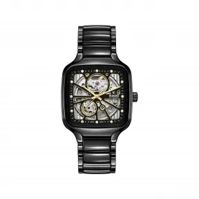 雷达/Rado True Square Automatic Open Heart 38.0MM 高科技陶瓷, 钛金属 / PVD 自动机械腕表 中性 R27086712