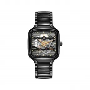雷达/Rado True Square Automatic Skeleton 38.0MM 高科技陶瓷 自动机械机芯 中性 R27124162