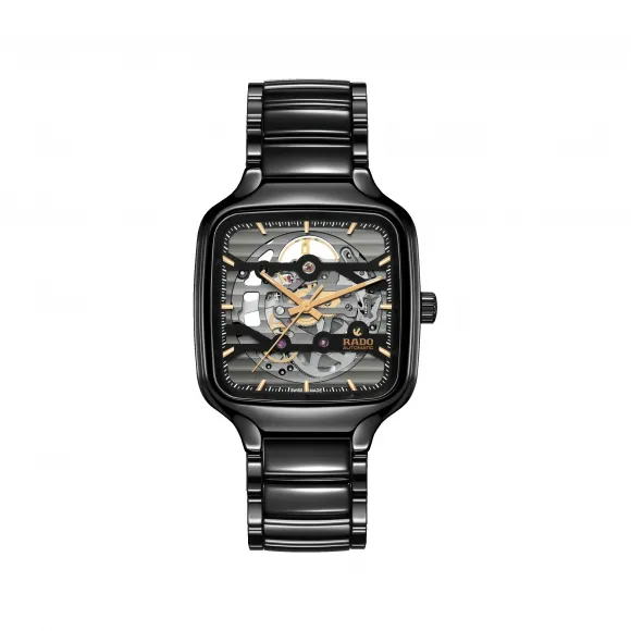 雷达/Rado True Square Automatic Skeleton 38.0MM 高科技陶瓷 自动机械机芯 中性 R27124162