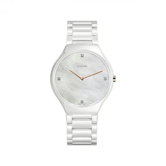 雷达/Rado True Thinline Stillness 系列 39.0mm 高科技陶瓷 石英机芯 男表 R27957909