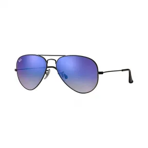 Ray-Ban 雷朋 飞行员·渐变反光 RB3025 黑色 - 金属 - 蓝色 镜片 - 0RB3025002/4O58