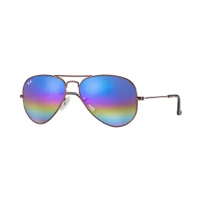 Ray-Ban 雷朋 飞行员•彩虹 RB3025 古铜色 - 金属 - Blue Rainbow 镜片 - 0RB30259019C258