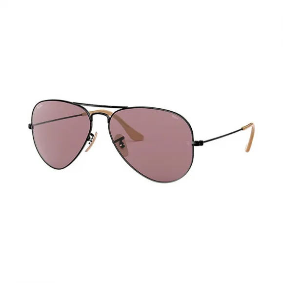 Ray-Ban 雷朋 飞行员系列光感变色款 RB3025 黑色 - 金属 - 紫色 镜片 - 0RB30259066Z058