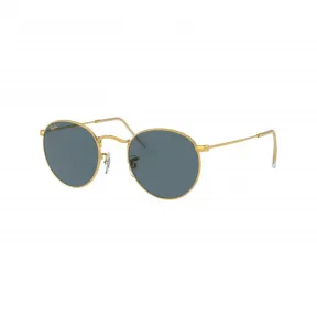 雷朋/Ray-Ban ROUND METAL LEGEND GOLD 搭 金色 的 蓝色 太阳眼镜 RB3447-9196R5-53-21