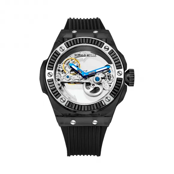 罗米/Ronald Mille 无色水晶外壳 43mm 全自动定制机械机芯 男表 R6201B-B-B