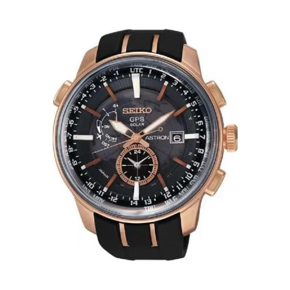 精工/Seiko Astron系列 不锈钢镀金 太阳电能 男表 SAS032J1