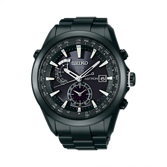 精工/Seiko Astron系列 钛金属-黑色抗磨碳素膜处理高强度，陶瓷表圈 石英机芯 男表 SAST007G