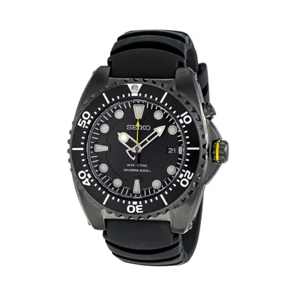 精工/Seiko Kinetic系列 黑色离子镀精钢 石英机芯 男表 SKA427P2