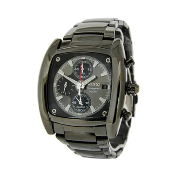 精工/Seiko Chronograph系列 黑色离子电镀 石英机芯 男表 SNAB01J1