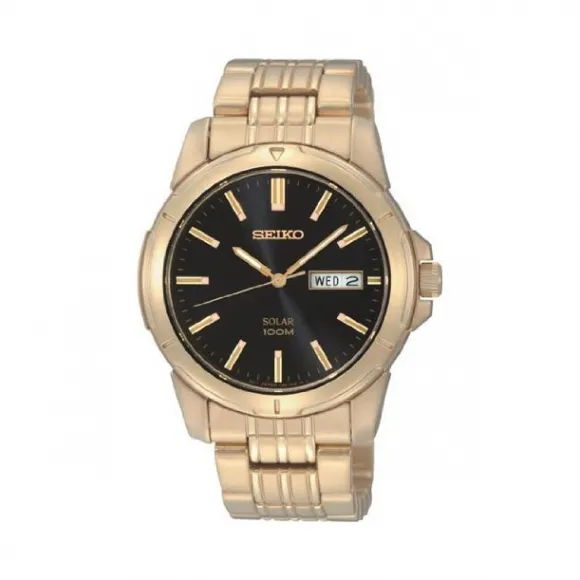 精工/Seiko Men'S系列 黄金色调和不锈钢 太阳能机芯 男表 SNE100P9