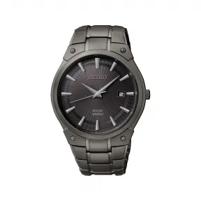 精工/Seiko Solar系列 黑色电镀精钢 石英机芯 男表 SNE325