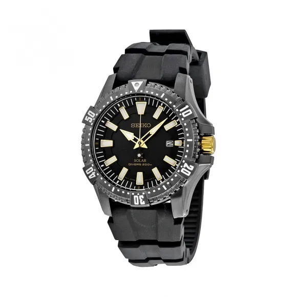 精工/Seiko Solar系列 黑色黑色离子镀精钢 石英机芯 男表 SNE373