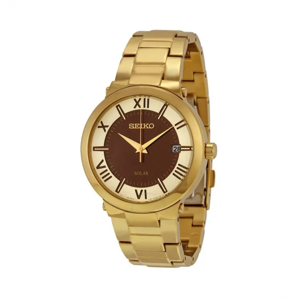 精工/Seiko Solar系列 金色精钢 石英机芯 男表 SNE884