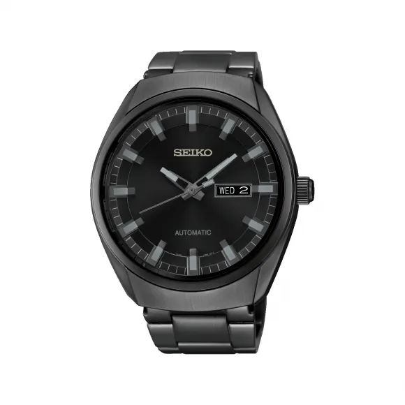精工/Seiko Recraft系列 黑色电镀精钢 自动机械机芯 男表 SNKN43