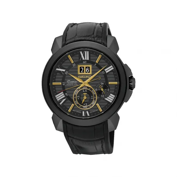 精工/Seiko discovermore系列 42.9MM 不锈钢（硬涂层） 人动电能 男表 SNP145