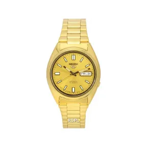 精工/Seiko Seiko 5系列 37.00 MM 不锈钢镀金 自动机械机芯 男表 SNXS80J5