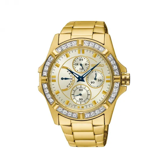 精工/Seiko discovermore系列 39.6MM 不锈钢 石英机芯 女表 SRLZ86