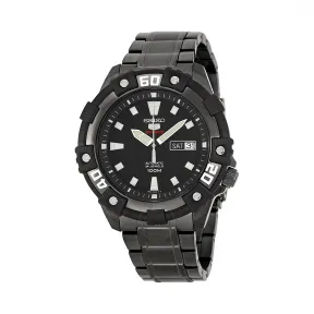 精工/Seiko 5系列 黑色电镀精钢 自动机械机芯 男表 SRP477