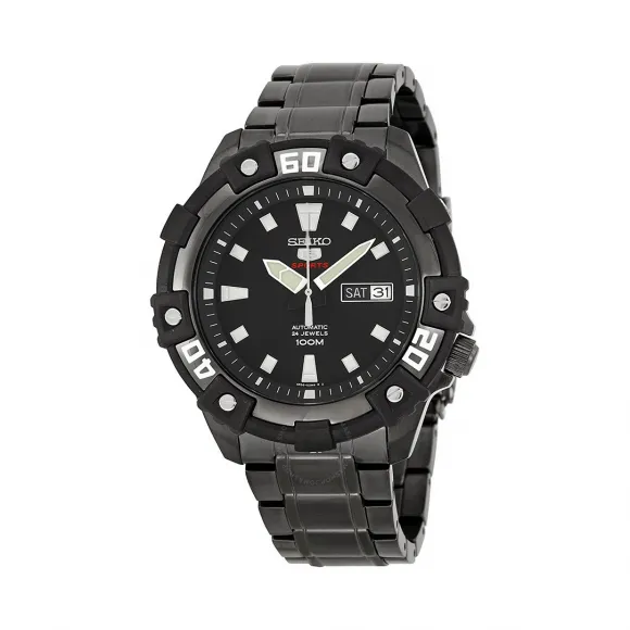 精工/Seiko 5系列 黑色电镀精钢 自动机械机芯 男表 SRP477