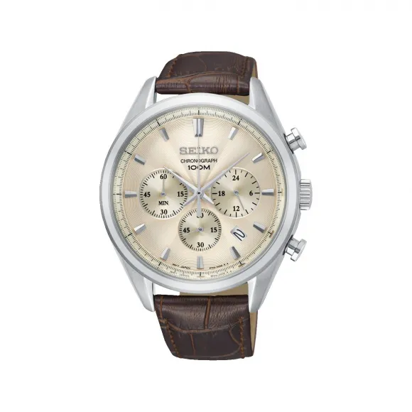 精工/Seiko discovermore系列 42.2MM 不锈钢 石英机芯 男表 SSB293
